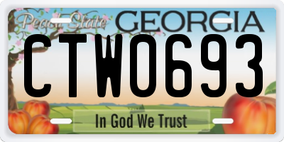 GA license plate CTW0693