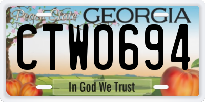 GA license plate CTW0694