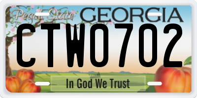 GA license plate CTW0702