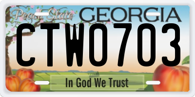 GA license plate CTW0703