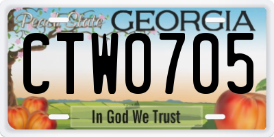 GA license plate CTW0705
