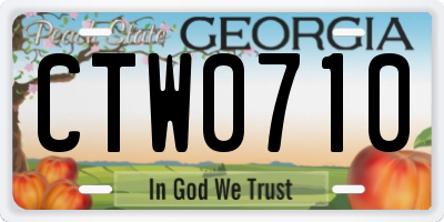 GA license plate CTW0710