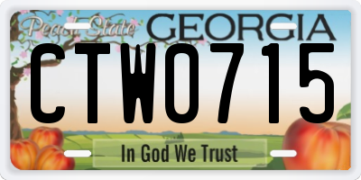 GA license plate CTW0715