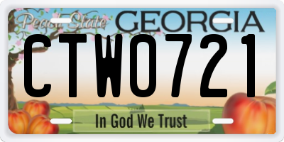 GA license plate CTW0721