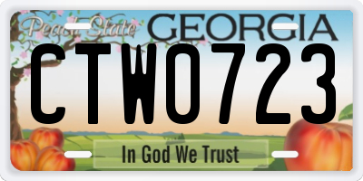 GA license plate CTW0723