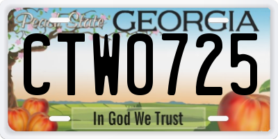 GA license plate CTW0725