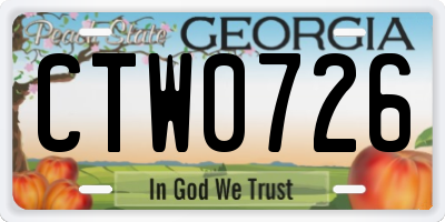 GA license plate CTW0726