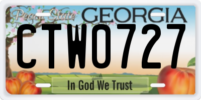 GA license plate CTW0727