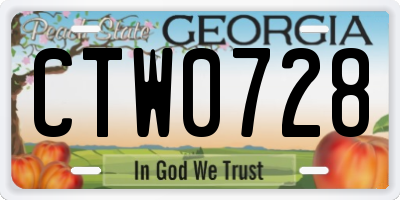 GA license plate CTW0728