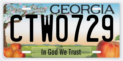 GA license plate CTW0729