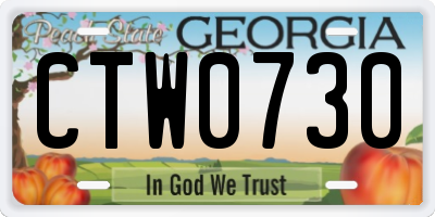 GA license plate CTW0730