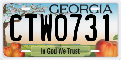 GA license plate CTW0731