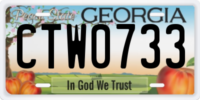 GA license plate CTW0733