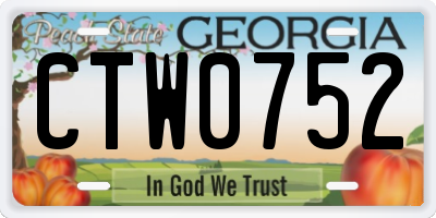 GA license plate CTW0752