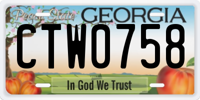 GA license plate CTW0758
