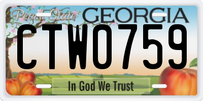 GA license plate CTW0759