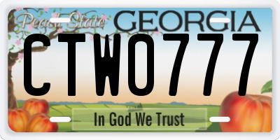GA license plate CTW0777
