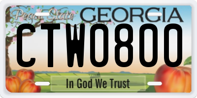 GA license plate CTW0800