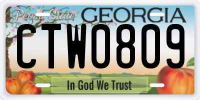 GA license plate CTW0809