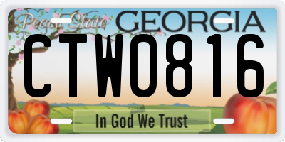 GA license plate CTW0816