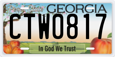 GA license plate CTW0817