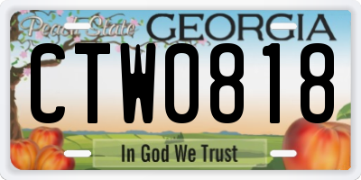 GA license plate CTW0818