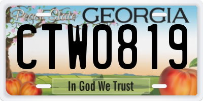 GA license plate CTW0819