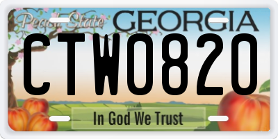 GA license plate CTW0820