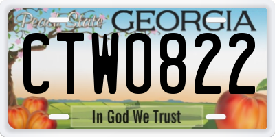 GA license plate CTW0822