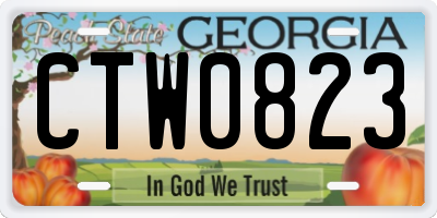 GA license plate CTW0823