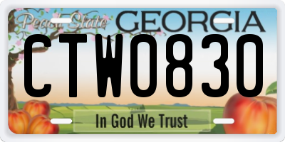 GA license plate CTW0830
