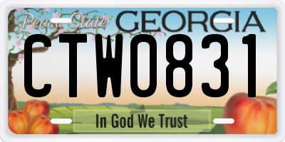 GA license plate CTW0831