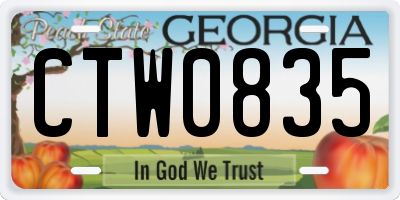 GA license plate CTW0835