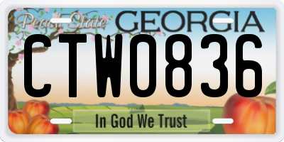GA license plate CTW0836