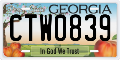 GA license plate CTW0839