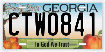 GA license plate CTW0841