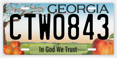 GA license plate CTW0843