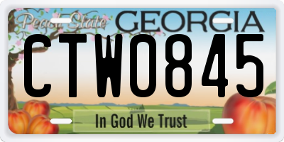 GA license plate CTW0845