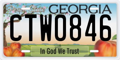 GA license plate CTW0846