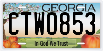 GA license plate CTW0853