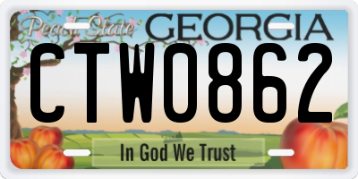 GA license plate CTW0862