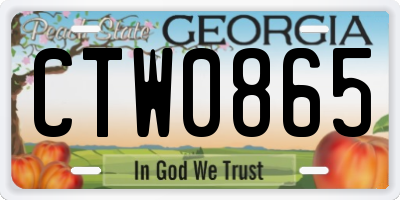 GA license plate CTW0865