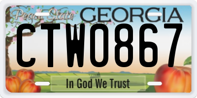 GA license plate CTW0867