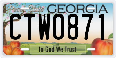 GA license plate CTW0871