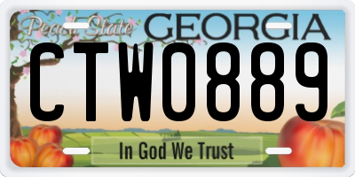 GA license plate CTW0889