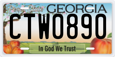 GA license plate CTW0890