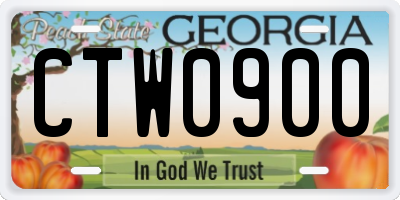 GA license plate CTW0900