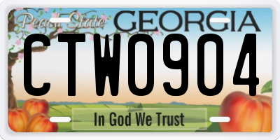 GA license plate CTW0904