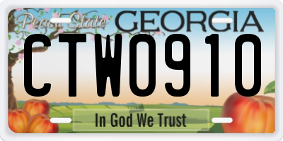GA license plate CTW0910