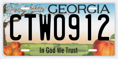 GA license plate CTW0912